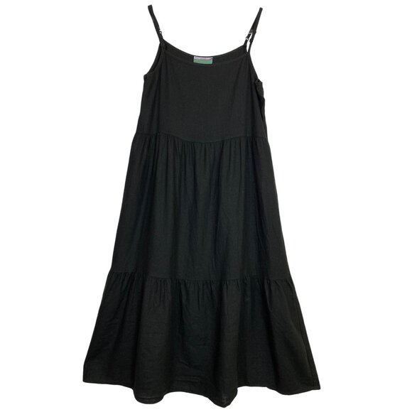 Urban Renewal Black Tiered Midi Dress Medium Boho Western Hippie Basic Summer - Picture 2 of 6